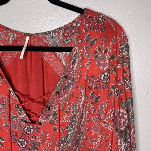 Free People Womens Large Rain or Shine Printed Dress Poppy Combo Floral Pockets - Picture 12 of 12